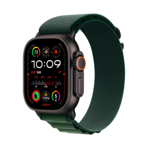 Apple Watch Ultra 2 49mm GPS + LTE Black Titanium Case with Dark Green Alpine Loop Medium (MX4R3)